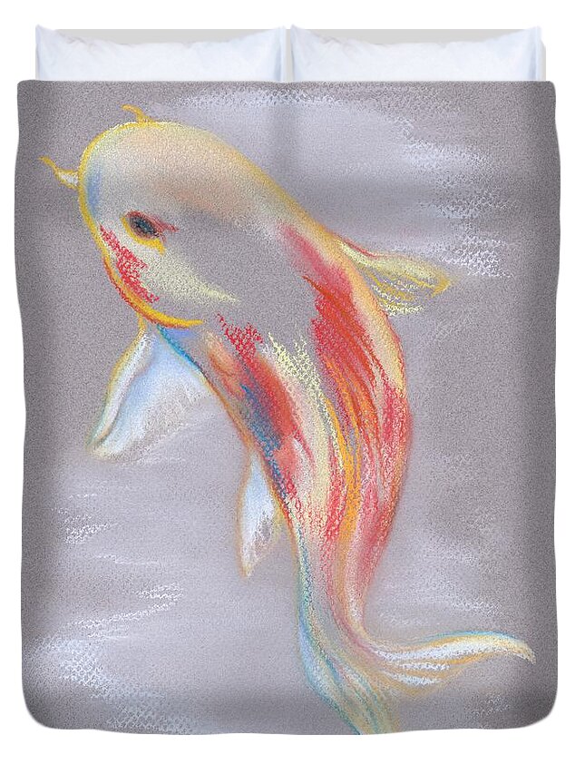 Animal Duvet Cover featuring the pastel Koi Fish Swimming by MM Anderson