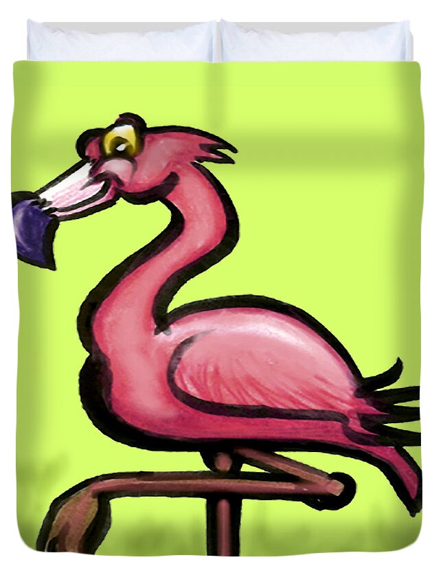 Flamingo Duvet Cover featuring the painting Flamingo by Kevin Middleton