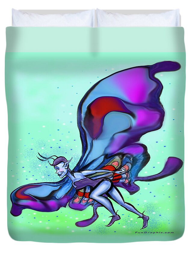 Blue Duvet Cover featuring the digital art Blue Faerie by Kevin Middleton