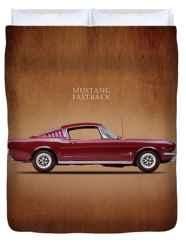 Ford Mustang Fastback 1965 Duvet Cover featuring the photograph Ford Mustang Fastback 1965 by Mark Rogan