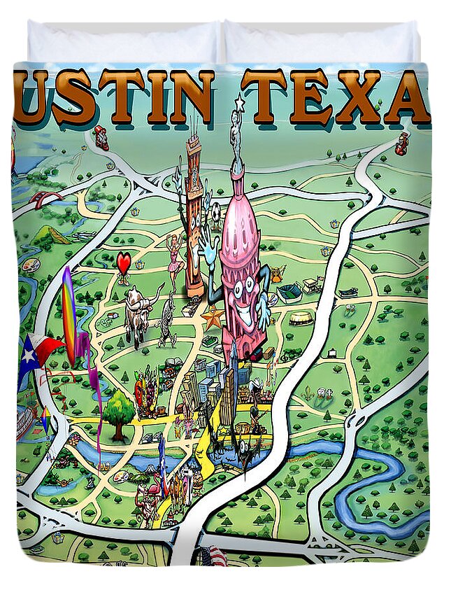 Austin Duvet Cover featuring the painting Austin Texas by Kevin Middleton