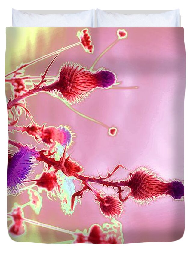 Thistle Duvet Cover featuring the photograph Bewitching Triad by Laureen Murtha Menzl
