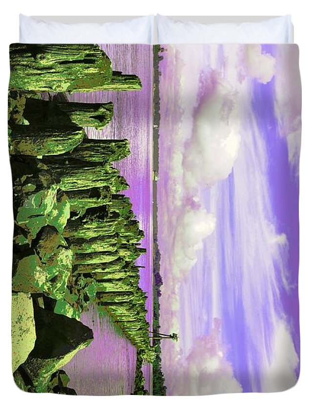 Kelley Point Park Duvet Cover featuring the photograph Avian Outpost by Laureen Murtha Menzl