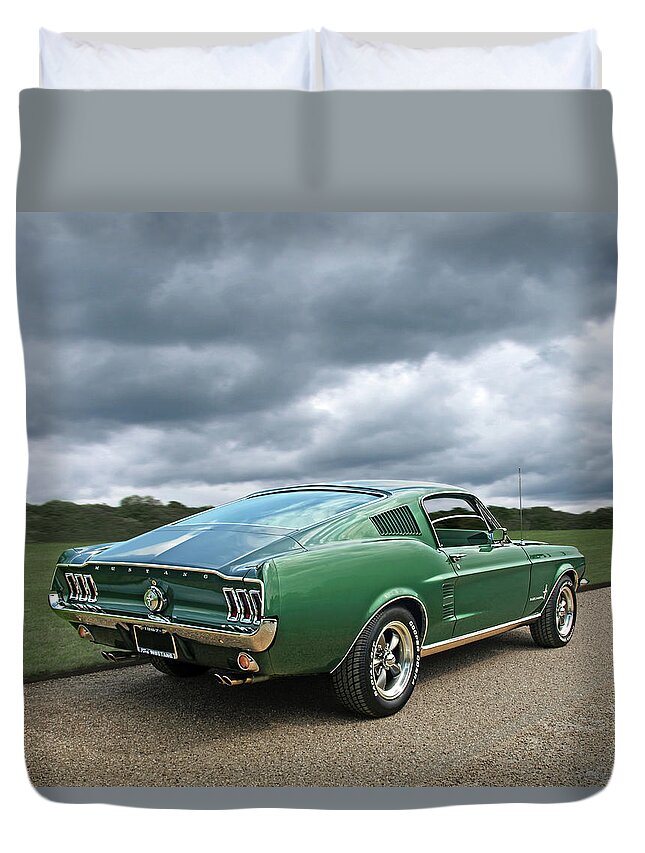 Mustang Duvet Cover featuring the photograph 67 Mustang Fastback by Gill Billington