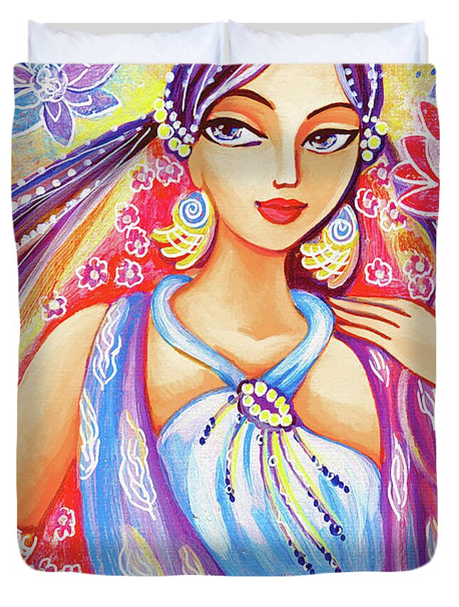 Beautiful Woman Duvet Cover featuring the painting Arundhati by Eva Campbell