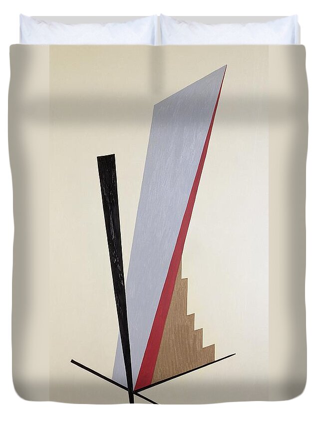 Abstract; After Kazimir Malevich; Constructivist Duvet Cover featuring the painting Ascending by Carolyn Hubbard-Ford