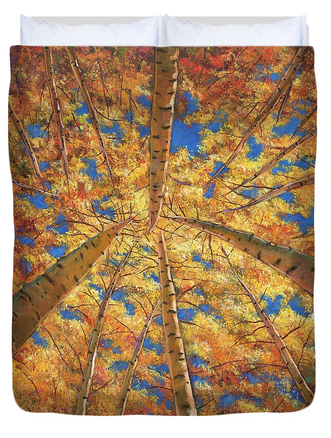 Aspen Trees Duvet Cover featuring the painting Ascension by Johnathan Harris