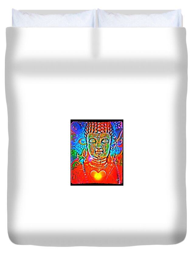 Buddha Duvet Cover featuring the mixed media Ascension wave by Christine Paris