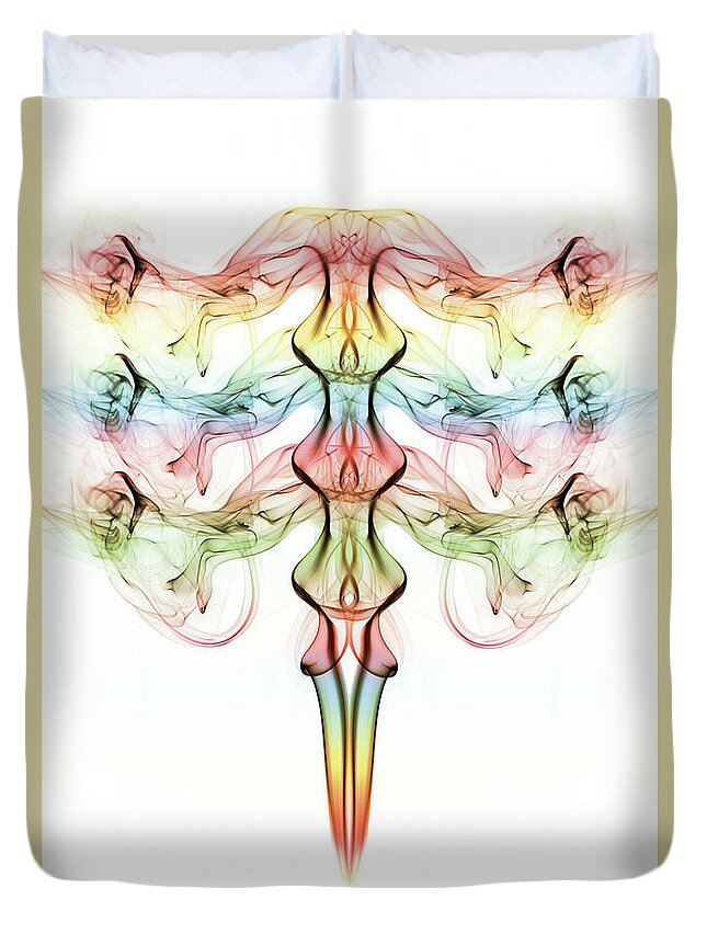 Abstract Smoke Trail Duvet Cover featuring the photograph Ascension White by Steve Purnell