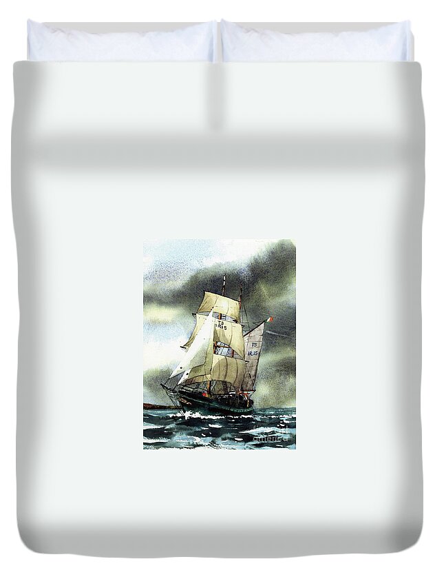 Val Byrne Duvet Cover featuring the painting F 758 Asgard 11 often sailed along the Wild Atlantic way by Val Byrne
