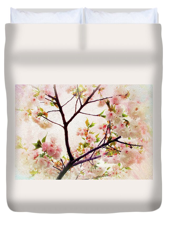 Cherry Tree Duvet Cover featuring the photograph Asian Cherry Blossoms by Jessica Jenney
