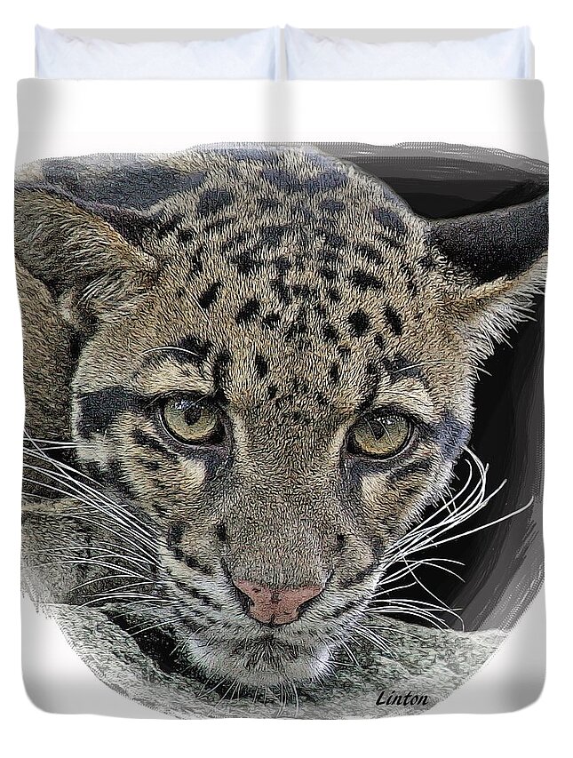 Asian Cloud Leopard Duvet Cover featuring the digital art Asian Cloud Leopard by Larry Linton
