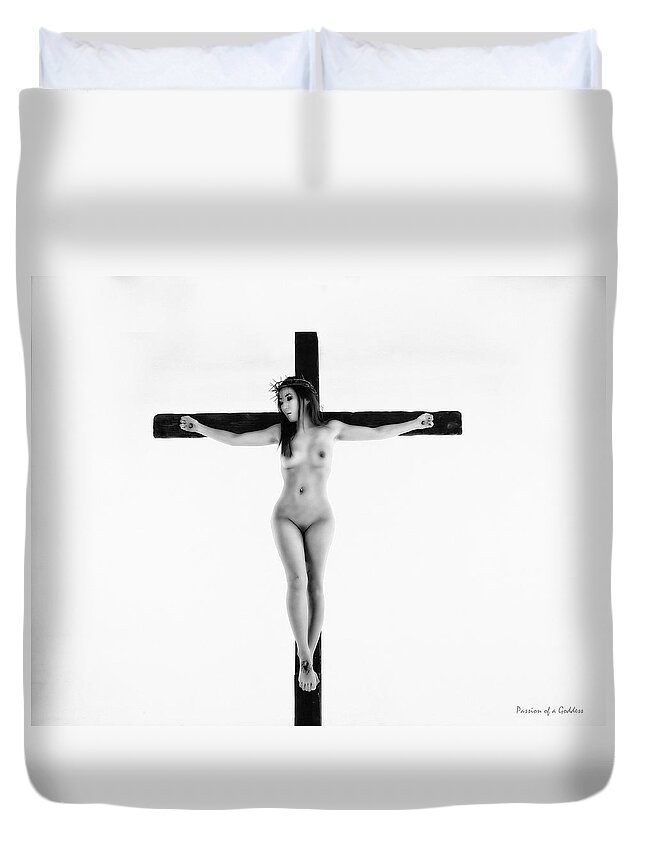 Asian Duvet Cover featuring the photograph Asian White Crucifix by Ramon Martinez