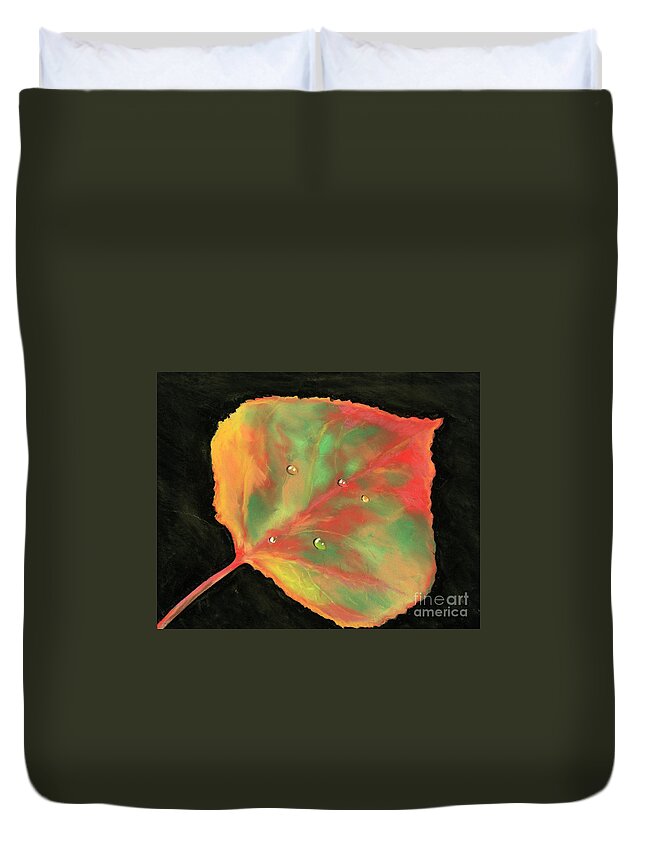 Aspen Duvet Cover featuring the pastel Aspen Leaf in Fall by Ginny Neece