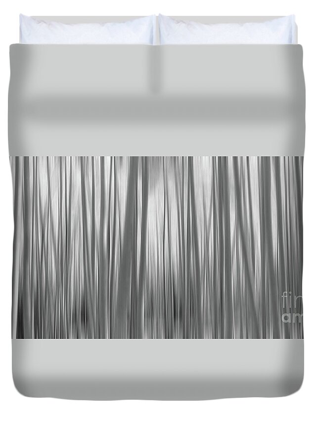 Yellow Aspen Trees Duvet Cover featuring the photograph Aspen Trees Abstract Pano BW by Michael Ver Sprill