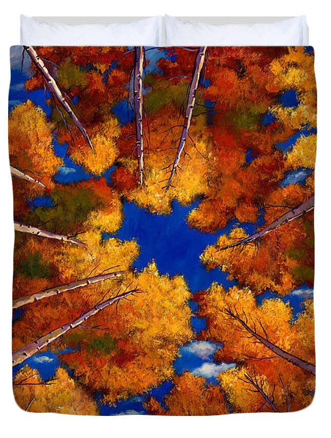 Autumn Aspen Duvet Cover featuring the painting Aspen Vortex by Johnathan Harris