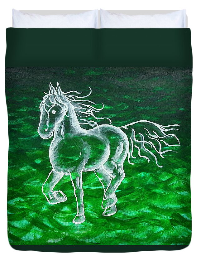Astral Duvet Cover featuring the painting Astral Horse by Nieve Andrea