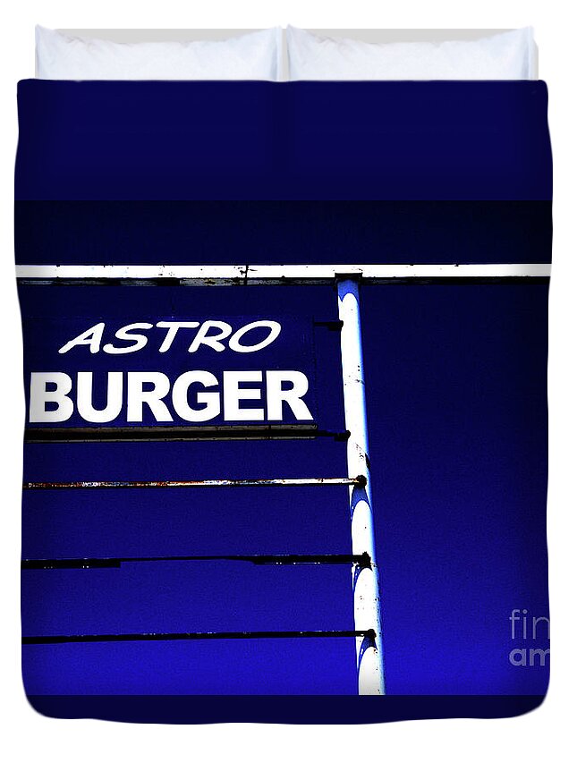 Sign Duvet Cover featuring the photograph Astro Burger by Jim And Emily Bush