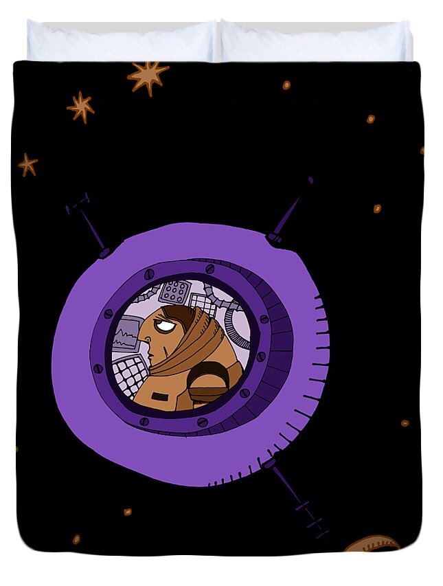 Astronaut Duvet Cover featuring the digital art Astronaut in deep space by Piotr Dulski