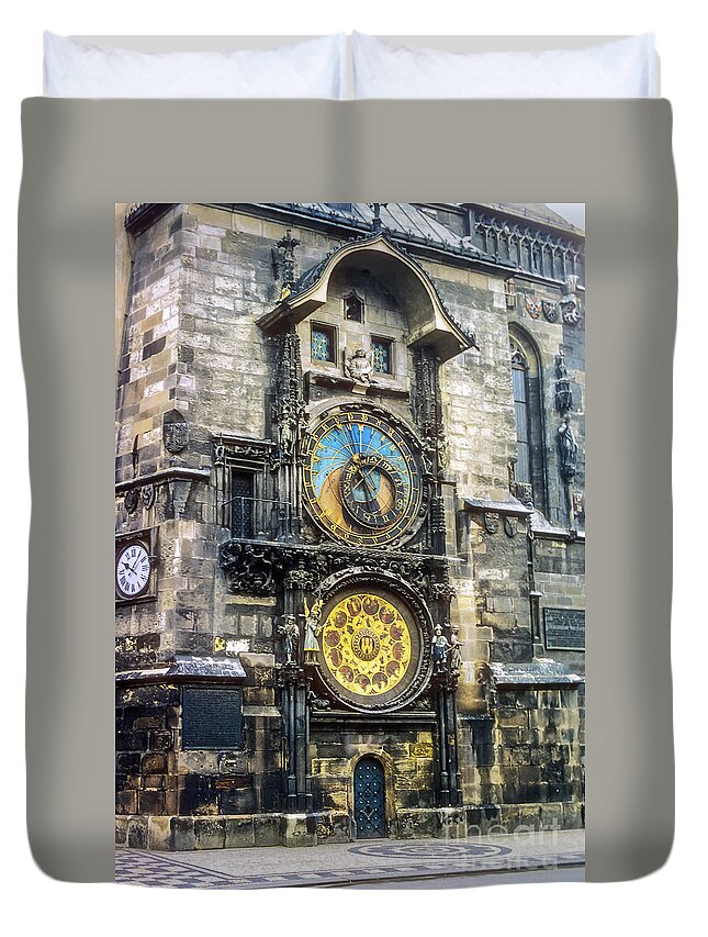 Astronomical Clock Duvet Cover featuring the photograph Astronomical Clock by Bob Phillips