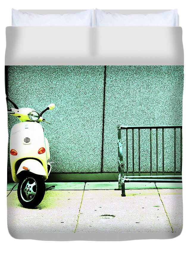 Vespa Duvet Cover featuring the photograph At Lunch by Dana DiPasquale