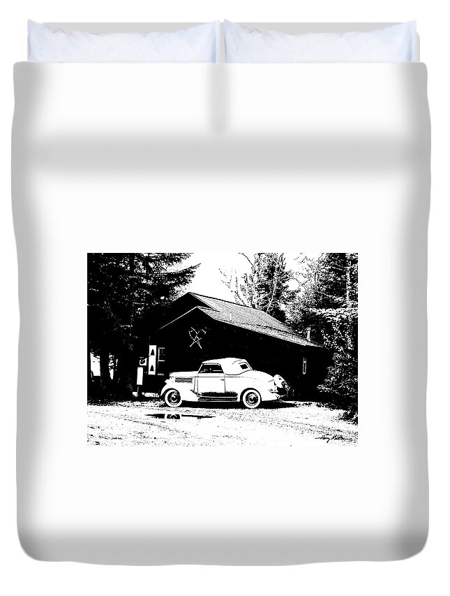 Antique Duvet Cover featuring the photograph At The Cabin by Harry Moulton