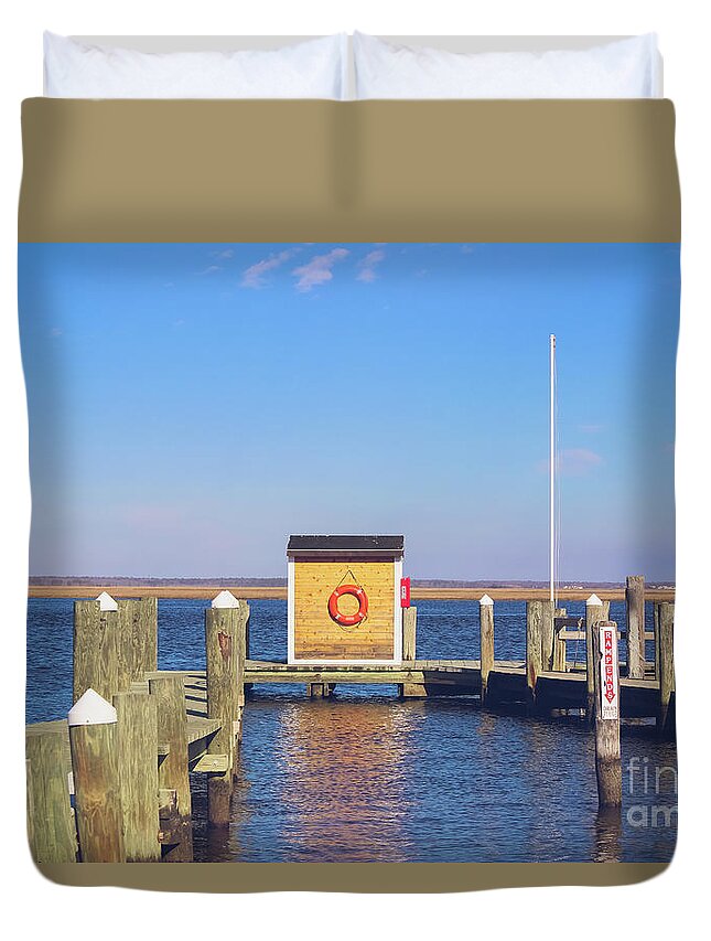Dock Duvet Cover featuring the photograph At the Dock by Colleen Kammerer