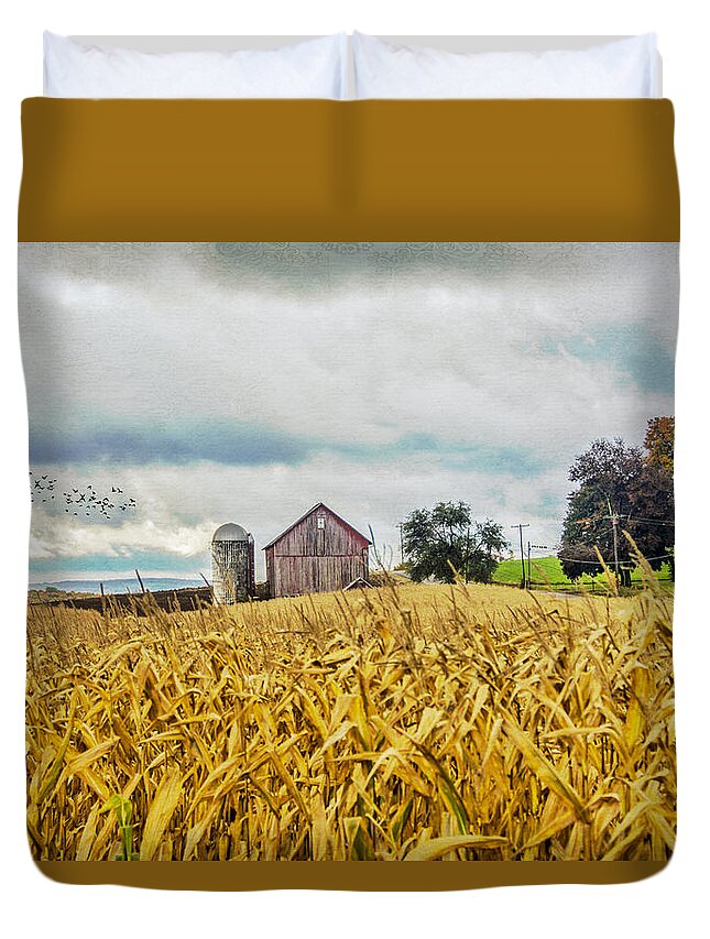 Corn Duvet Cover featuring the photograph At The Farm by Cathy Kovarik