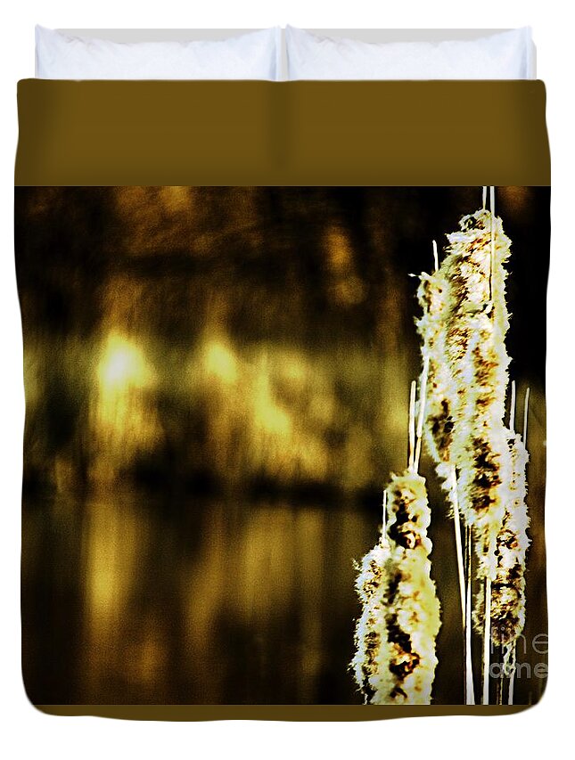 Cattails Duvet Cover featuring the photograph At Water's Edge by Don Kenworthy