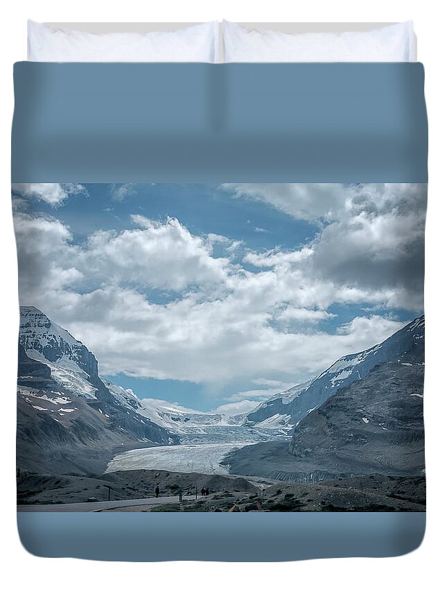 Joan Carroll Duvet Cover featuring the photograph Athabasca Glacier Alberta Canada by Joan Carroll