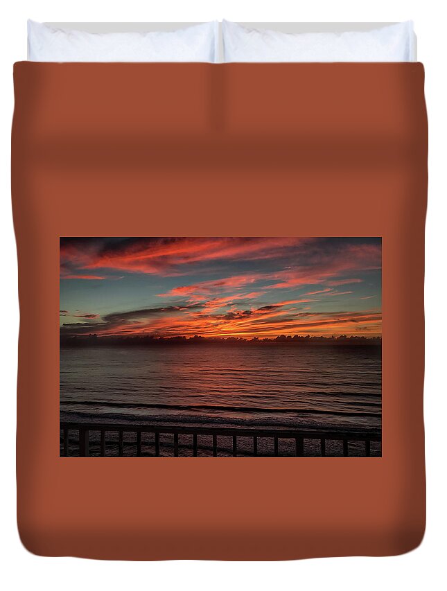 August 2017 Duvet Cover featuring the photograph Atlantic Sunrise by Frank Mari