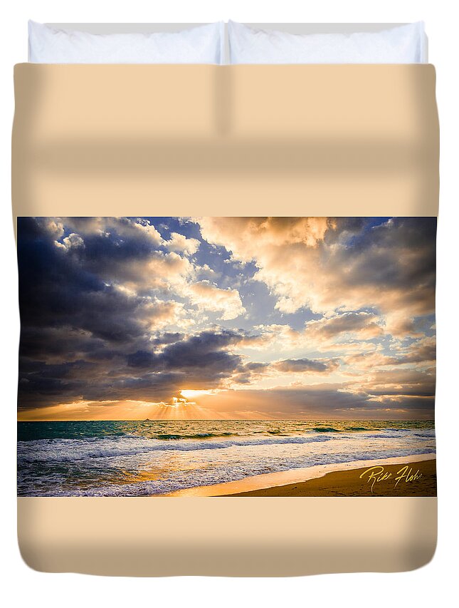 Florida Duvet Cover featuring the photograph Atlantic Sunrise by Rikk Flohr