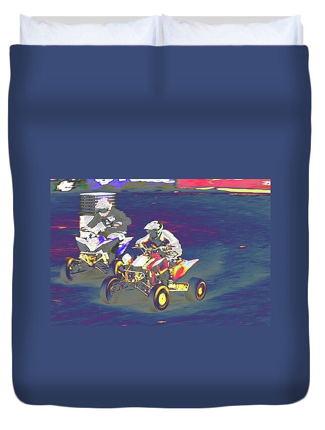 Sports Duvet Cover featuring the photograph ATV Racing by Karol Livote