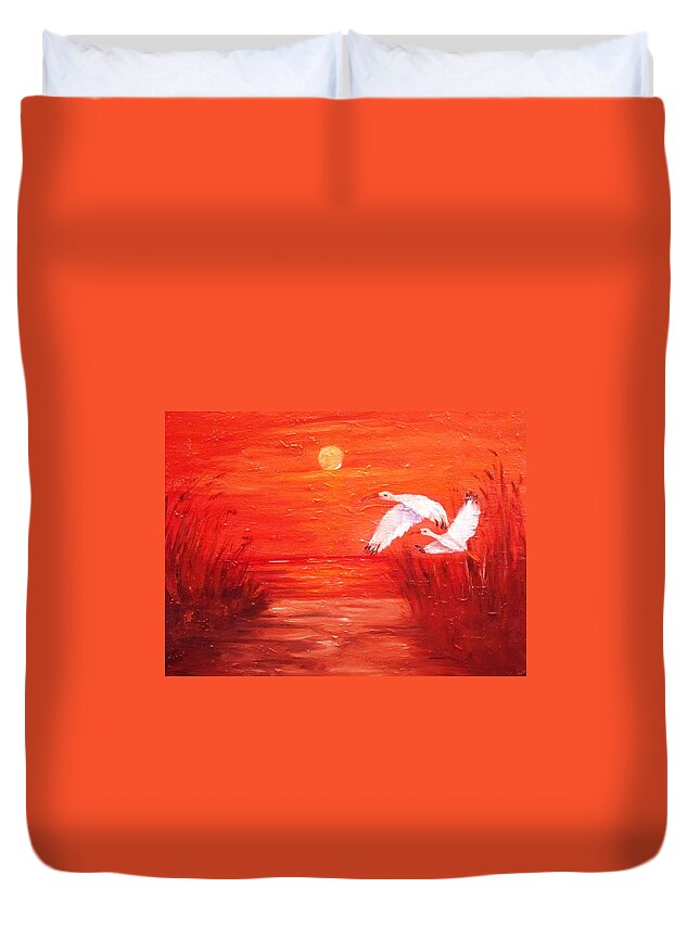 Fall Duvet Cover featuring the painting Auburn Nights by Carol Allen Anfinsen