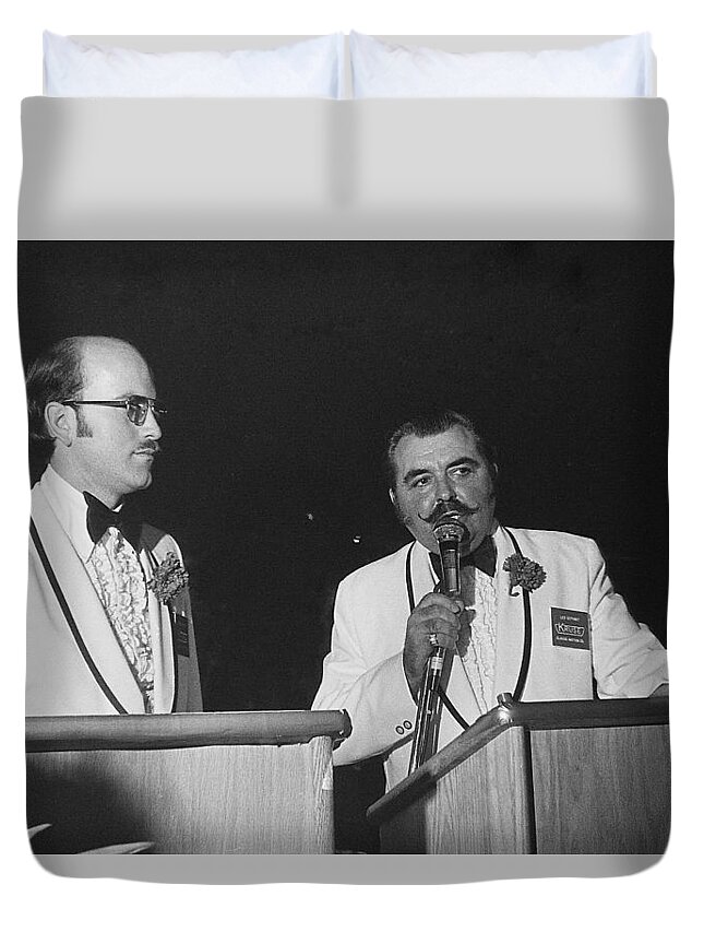 Auctioneer Dennis Kruse Leo Gephart Scottsdale Arizona Duvet Cover featuring the photograph Auctioneer Dennis Kruse and Leo Gephart Scottsdale Arizona 1973-2016 by David Lee Guss