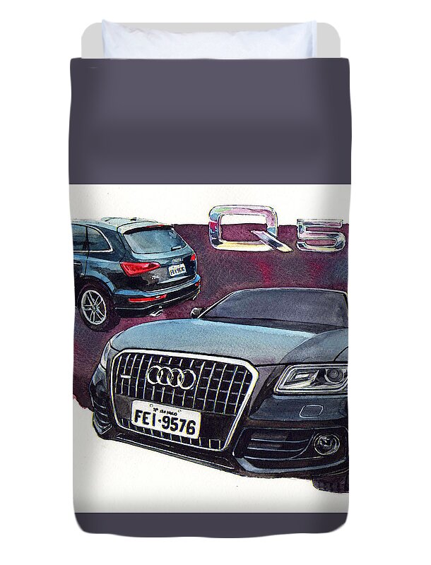 Audi Premium Suv Duvet Cover featuring the painting Audi Q5 by Yoshiharu Miyakawa