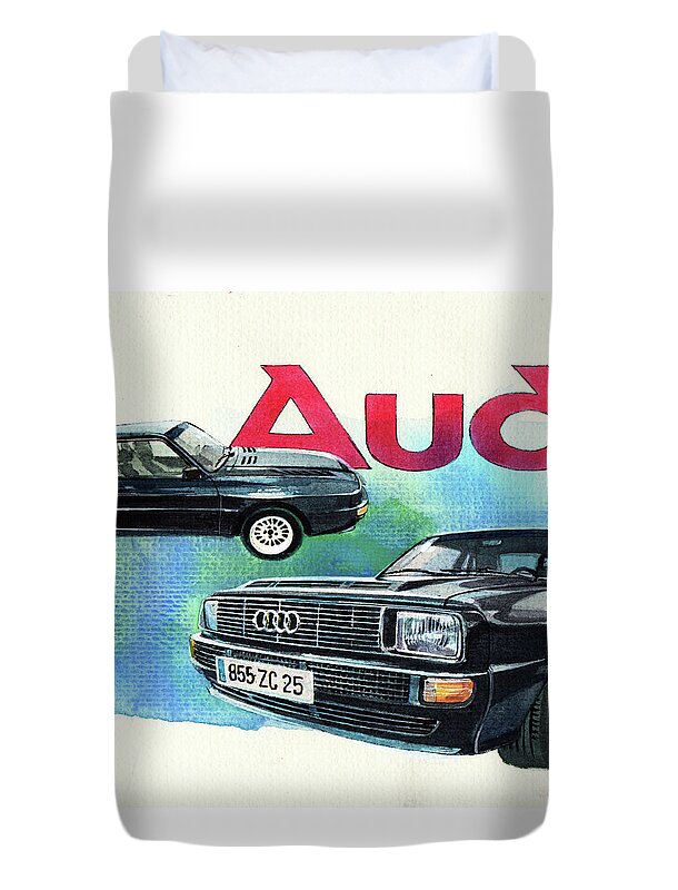 Audi Quattro Sport (1984) Duvet Cover featuring the painting Audi Quattro Sport by Yoshiharu Miyakawa