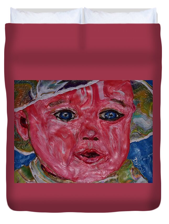 Female Duvet Cover featuring the mixed media Audrey by Deborah Stanley
