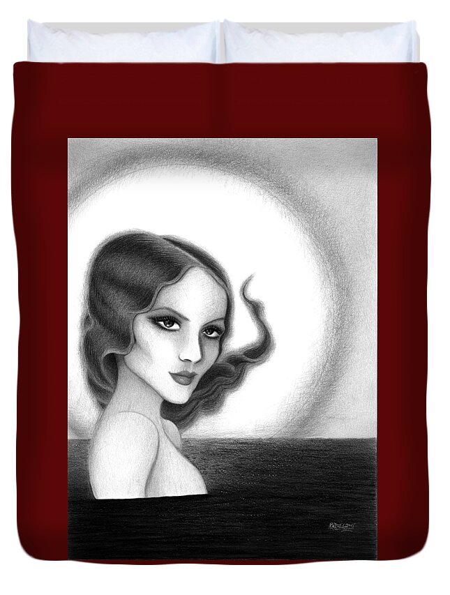 Woman Duvet Cover featuring the drawing August Honey Colorless by Danielle R T Haney