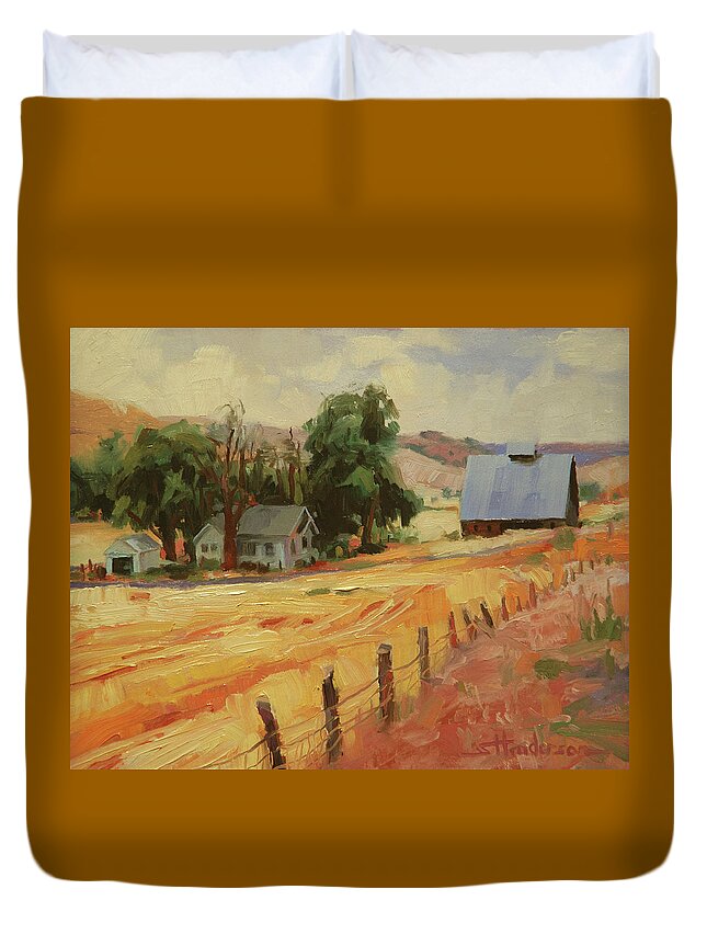Country Duvet Cover featuring the painting August by Steve Henderson