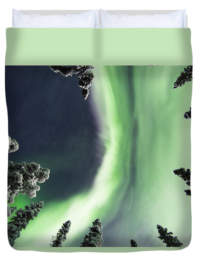 Alaska Duvet Cover featuring the photograph Aurora Lying on Your Back by Ian Johnson