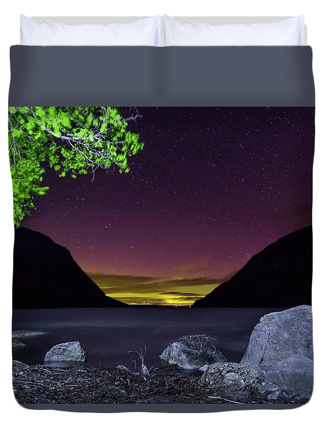 Aurora Duvet Cover featuring the photograph Aurora Over Lake Willoughby by Tim Kirchoff
