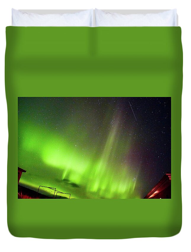 Aurora Duvet Cover featuring the photograph Aurora Southern Iceland by Amelia Racca
