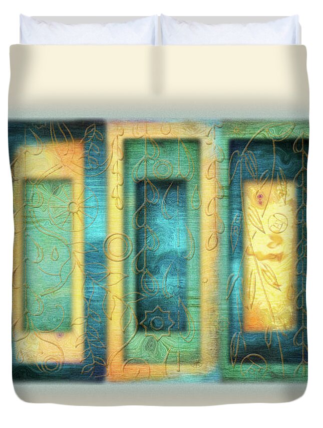 Art Duvet Cover featuring the painting Aurora's Vision by Deborah Smith