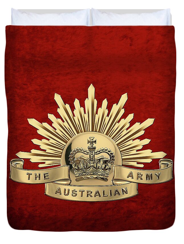 Australian Army Badge Over Red Velvet Duvet Cover For Sale By