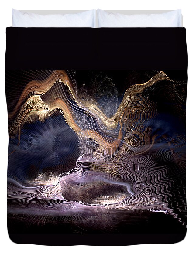 Abstract Duvet Cover featuring the digital art Authoring the Unpredictable by Casey Kotas