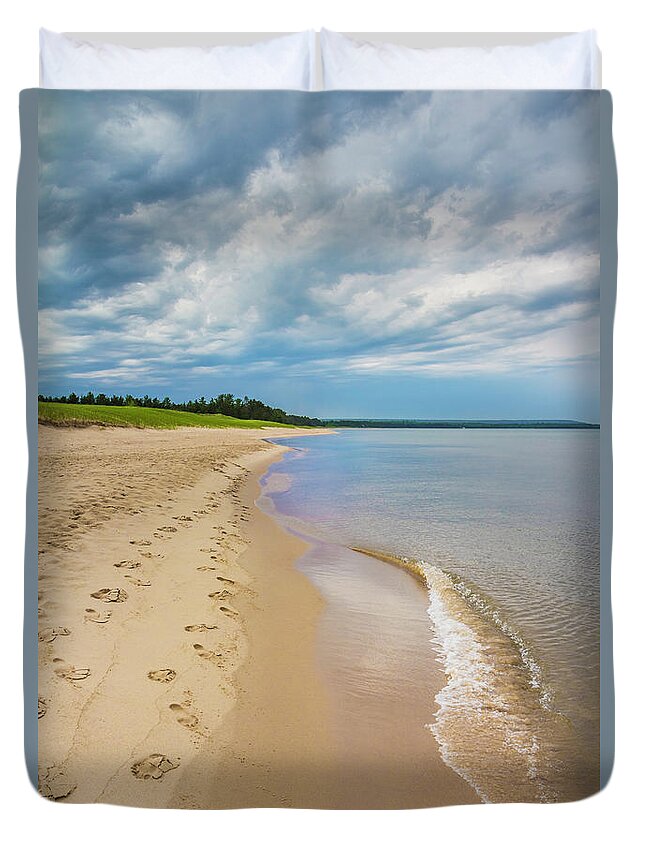 Autrain Beach Lake Superior Michigan Duvet Cover featuring the photograph Autrain Beach Lake Superior Michigan by Karen Jorstad