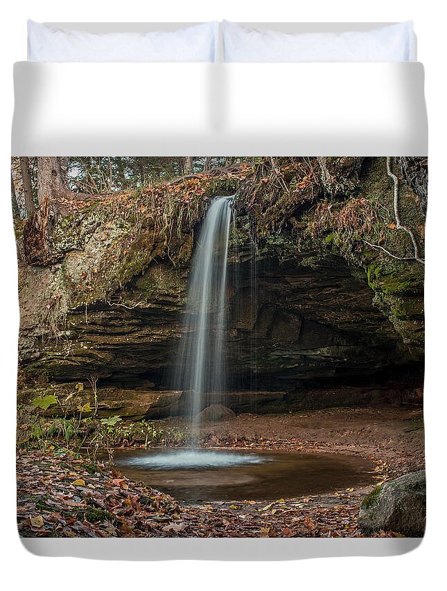 Waterfalls Duvet Cover featuring the photograph Autumn at Scott Falls by Gary McCormick