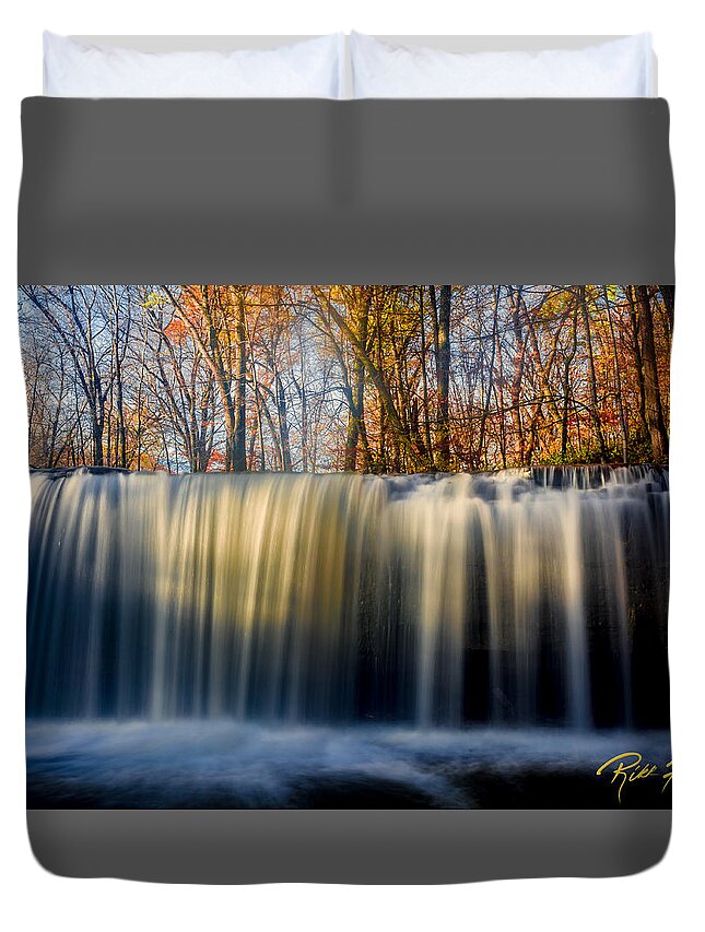Autumn Duvet Cover featuring the photograph Autumn BigWoods Waterfall by Rikk Flohr
