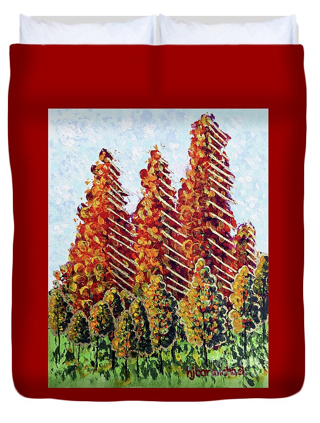 Autumn Christmas Duvet Cover featuring the painting Autumn Christmas by Holly Carmichael